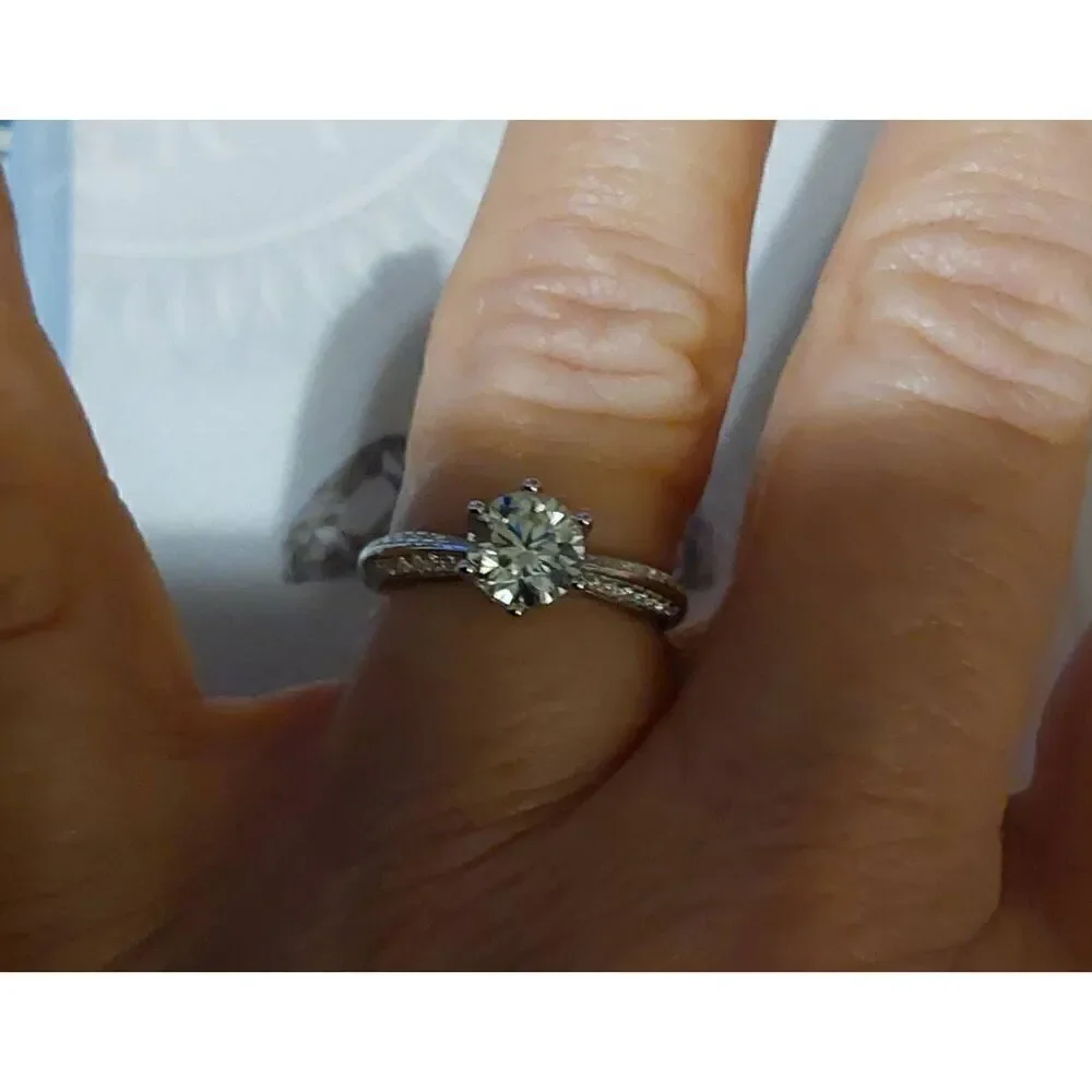 CERTIFIED ~1Ct. Round Cut Pave Moissanite Engagement/Bridal Ring Sz 8